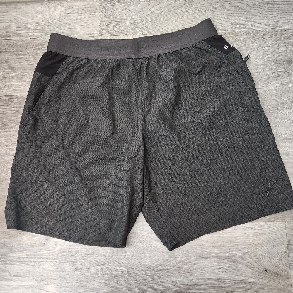 Spyder Active Black‎ Shorts Size XL Drawstring Elastic Waistband Zip Pockets5